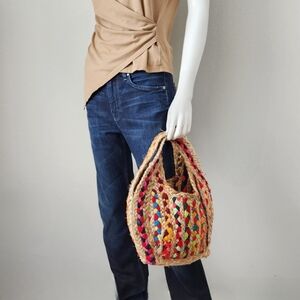 Magid Multicolor Woven Jute Bag With Double Open Handles